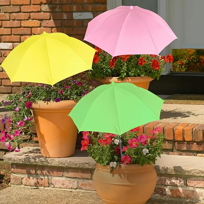 SUTROMA 3 Pcs Plant Umbrellas for Outdoor Plants, Adjustable Plant Shades for Outdoor Plants and Garden Beds, Provide Sun Shade for Courtyard Balcony Plants - 35.4×23.6 Inch