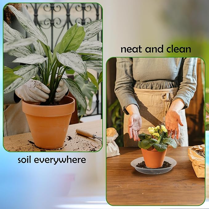 12 Pack 10 Inch Round Plant Saucers for Less 8 Inch Pot Indoors Outdoors Plant Trays for Pots Planter Saucer Plastic Drip Tray Planter Water Tray (Clear, 10"(12pcs))