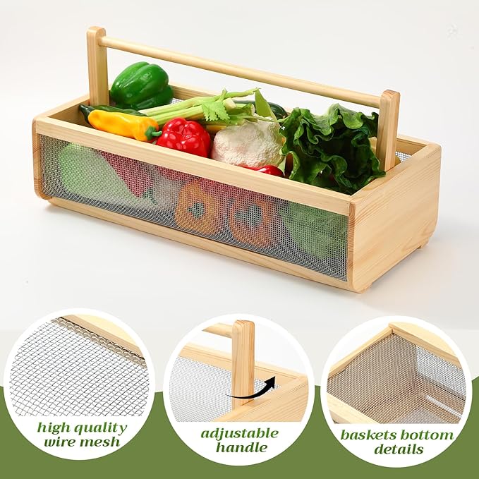 Garden Hod Basket for Gathering Vegetables 19.6 x 9.4 x 6 in Harvest Gathering Basket for Farmhouse Decor with Adjustable Handle Large Size Suitable for Spring Picnic and Outdoor Picking