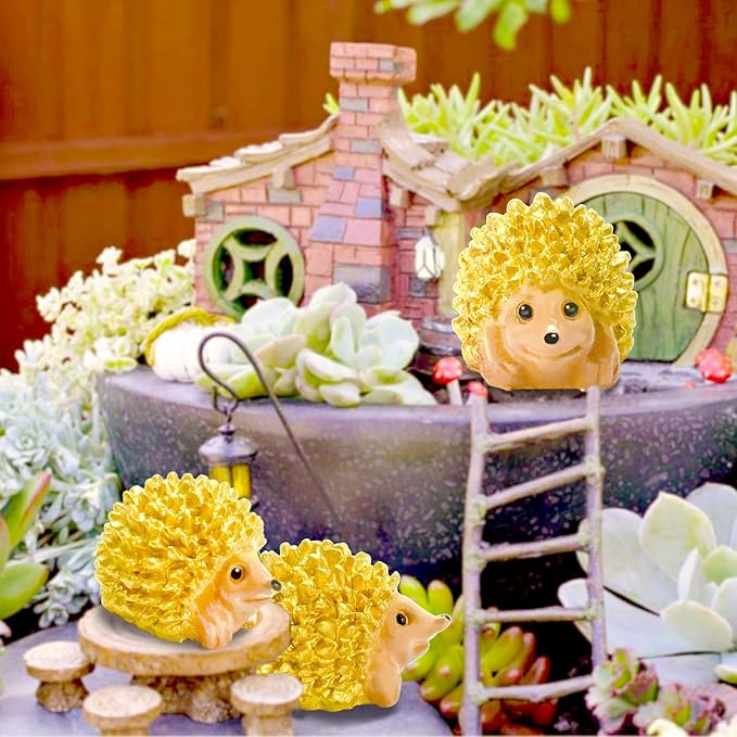 Exasinine 20Pcs Hedgehog Figurine Mini Hedgehog Resin Fairy Garden Accessories Mini Resin Animals for Plant Pots Bonsai Craft Decor Fairy Wild Garden Micro Landscape Supplies