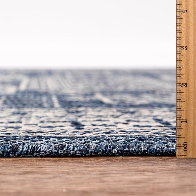 Keen Home Design Terrace Outdoor Throw Rug - 36"x60" Washable Indoor/Outdoor Rug for Patio, Kitchen, Balcony, Beach, Garden, Deck and Porch, Size: 3' x 5', Force Navy