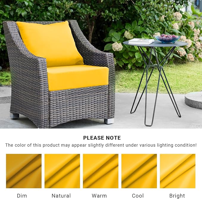 Outdoor Cushions for Patio Furniture,Outdoor Seat Cushion Set 24 x 24 x 4 Inch,Waterproof & Fade Resistant Outdoor Chair Cushions,Deep Patio Chair Cushion with Removable Cover,Yellow