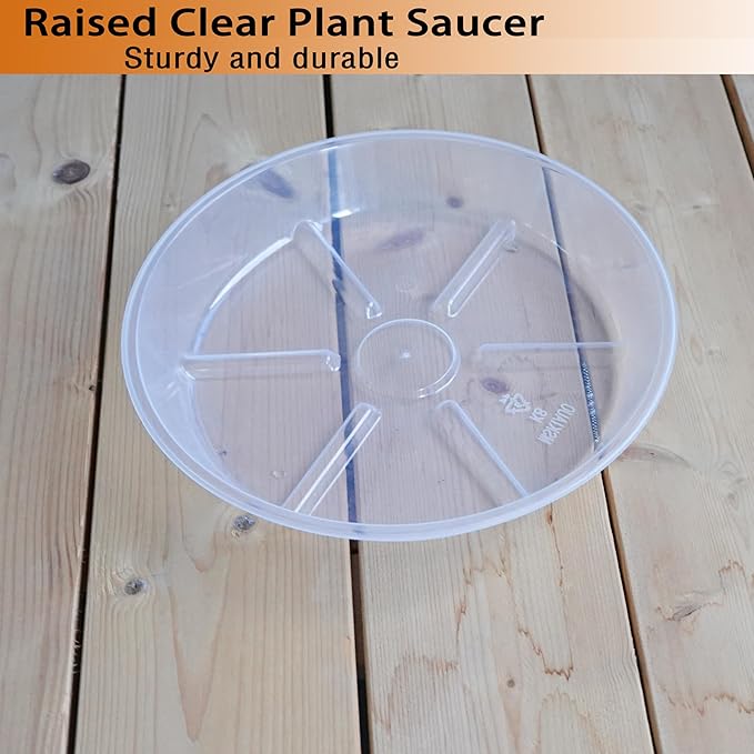 10 Packs Plant Saucer, 6 8 10 inch Clear Plant Saucers, Durable Round Plastic Flower Plant Water Drip Tray for Pots Planter, Heavy Duty Plant Dish Pant Plate to Catch Water for Indoor & Outdoor