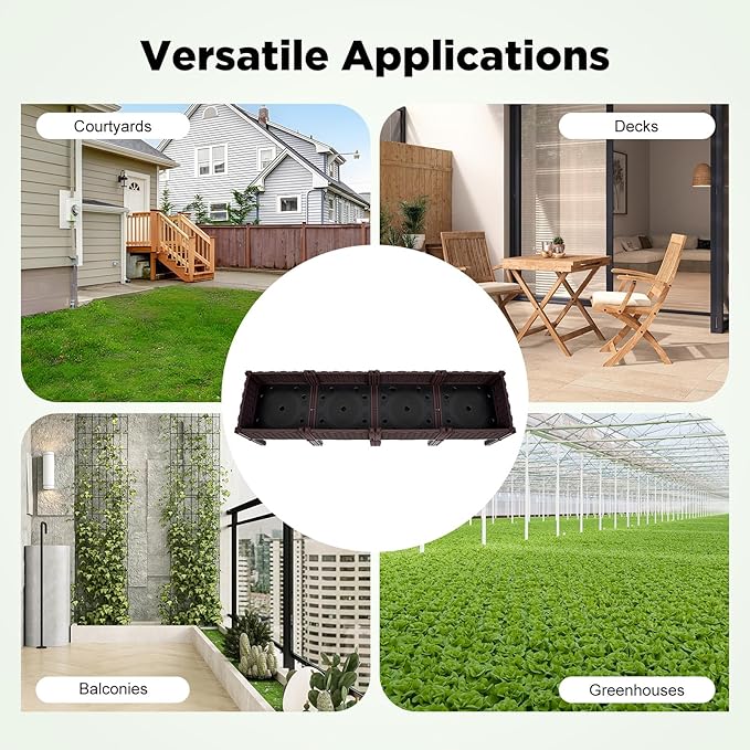 Set of 4 Raised Garden Bed with Legs Outdoor, Planter Raised Beds Kits with Drain Holes, Fruit Flowers Vegetables Standing Box for Patio Deck Porch Backyard