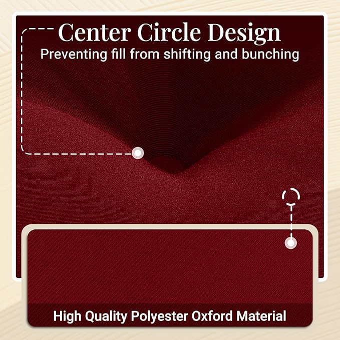 downluxe Bistro Chair Cushions for Patio Furniture, Water-Resistant Round Outdoor Chair Cushions Set of 4 with Non-Slip Ties, 15" x 15", Burgundy