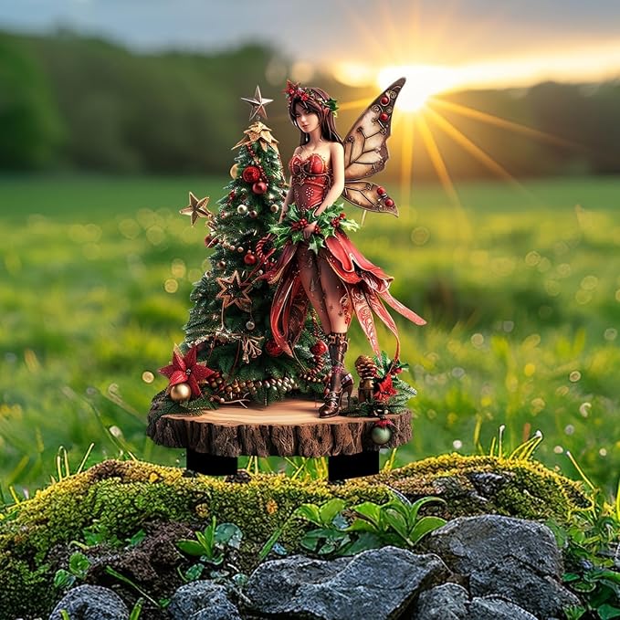 Bohemian Fairy Flower Pot Decor - Planter Pots for Home or Garden, Fairy Garden Accessories (Christmas Elf)