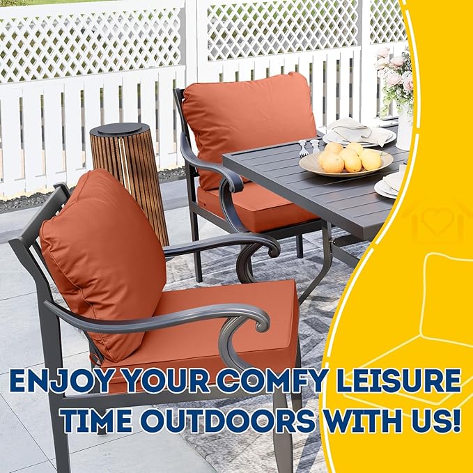 AAAAAcessories Outdoor Seat Cushions for Chairs, Fade-Resistant, Waterproof Patio Furniture Replacement Cushions, 19" x 19" x 3" + 19" x 17", Rust
