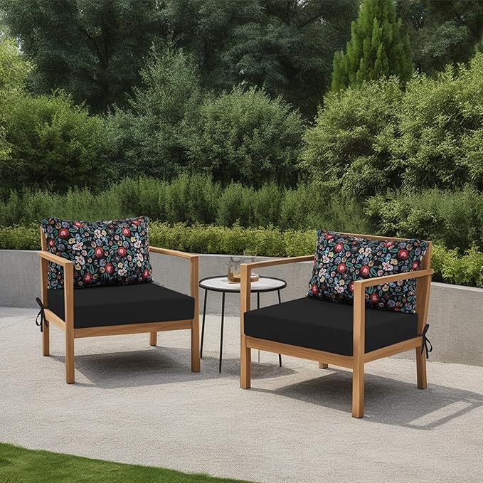 idee-home Outdoor Cushions for Patio Furniture, Outdoor Seat Cushion, Waterproof Hampton Bay Deep Seat Replacement Couch Chair Cushions for Garden Lawn Backyard Deck, 28.5 x 28.5 Floral Pattern