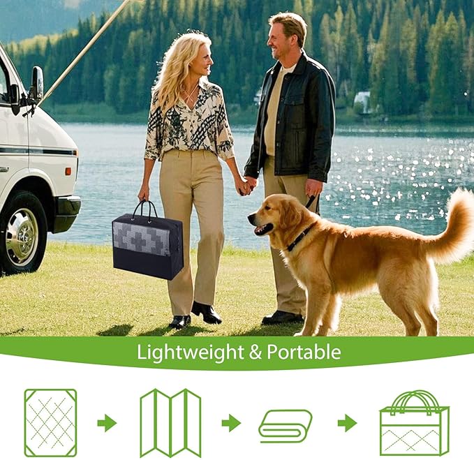 Smiry Waterproof Outdoor Rug 9x12 ft, Reversible Plastic Straw Patio Camping Rugs, Outdoor Indoor RV Mat Carpet for Patio, Outside Entry, Backyard, Deck, Bench, Picnic, Camper, Black & Grey