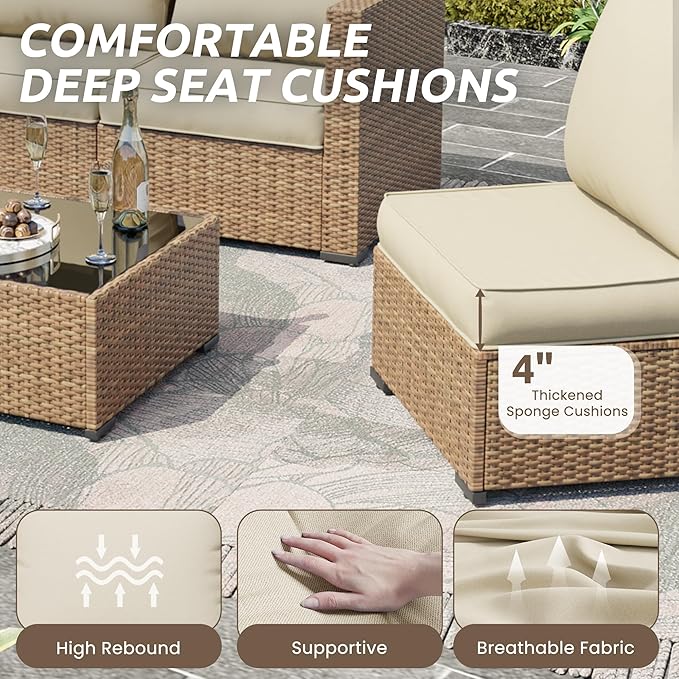 Amopatio Outdoor Chair Cushions 22.5"× 20.3" × 4", Set of 4 with Removable Cover, Waterproof & Fade Resistant seat Cushions for Patio Furniture, Cream