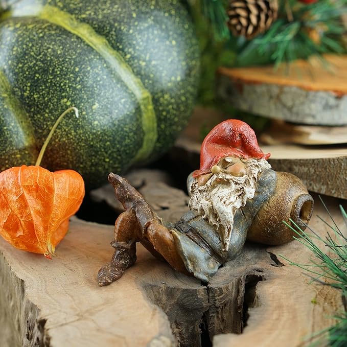 Top Collection Miniature Fairy Garden and Terrarium Garden Gnome Napping Statue