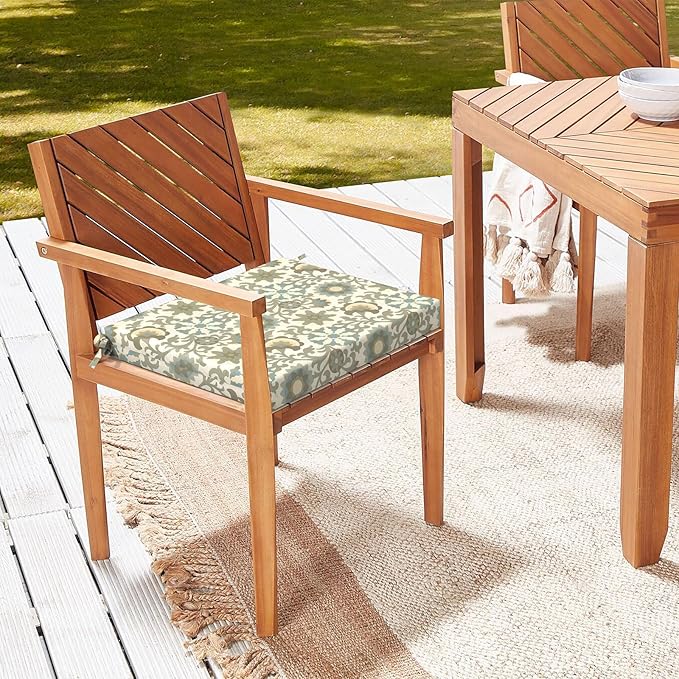 LVTXIII Outdoor Chair Cushions 18.5"x16"x2" Pack of 4, Water-Repellent Square Corner Memory Foam Seat Cushions with Ties for Garden Patio Furniture, Floral Symphony‌