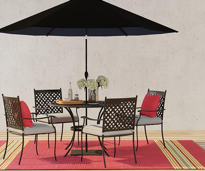 Mad Mats Traditional Outdoor Rug, Reversible Plastic Mat (4' x 6', Serape - Dark Red)