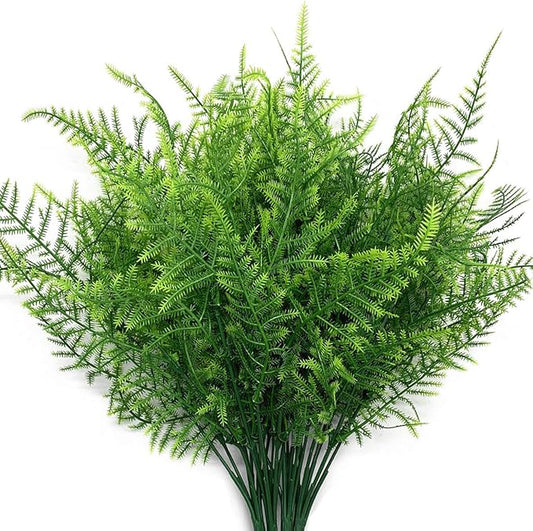 CATTREE Artificial Plants, Plastic Plants Bushes Fern Grass Shrubs Fake Leaves Wedding Home Garden Verandah Table Centerpieces Arrangements Christmas Party Decoration Planting Filler 4 Pcs