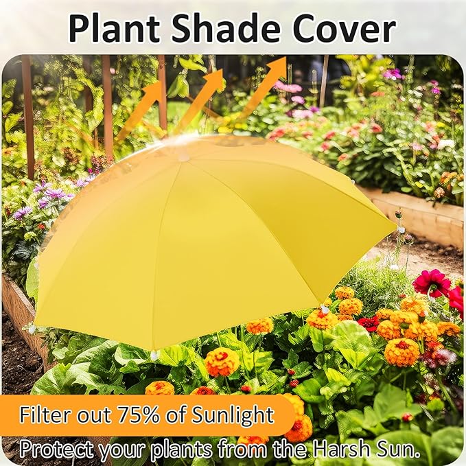 Plant Umbrellas for Outdoor Plants 24.8 Inch Garden Shade Cover Sun Protection Umbrella Space Saving Garden Umbrella Shade Canopy for Potted Plants Bed Flower Pot