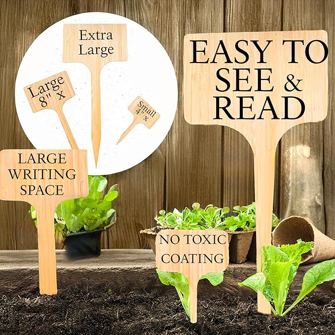 25 Pack 12" Extra Tall Plant Labels Large Garden Markers Plant Name Tags for Flowers, Herbs, Vegatables, Seeds, Bulbs Easy to See Larger Writing Area with Full Size Marker