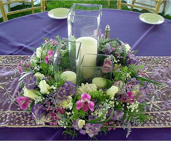 WGV Tall Square Vase Glass Block Bulk, Length 4", Height 16", Clear Floral Container, Masterpiece, Planter Terrarium for Wedding Party Event, Home Office Decor, 6 Pieces
