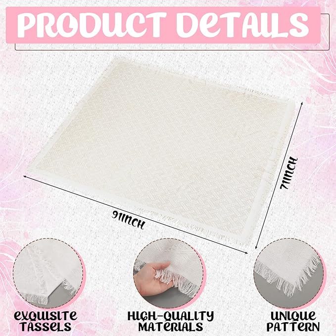 91 x 71 Extra Large Outdoor Boho Picnic Blanket with Pink Table Runner, 12 Throw Pillow Covers 12 Napkins Woven Cotton Yarn Oversize Beach Blanket Washable Picnic Camp Wedding