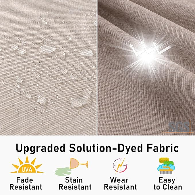 Topotdor Outdoor Chair Cushions Set of 2, Waterproof Patio Chair Cushions for Outdoor Furniture, Round Corner Seat Chair Pads with Ties for Patio Garden Dining Office, 17"x16"x2", Beige