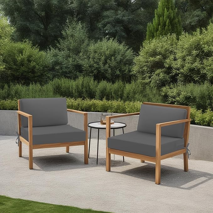 idee-home Outdoor Cushions for Patio Furniture, Outdoor Seat Cushion, Waterproof Hampton Bay Deep Seat Replacement Couch Chair Cushions for Garden Lawn Backyard Deck, Grey 28.5 x 28.5