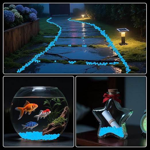 Glow in The Dark Rocks Outdoor Garden Pebbles Stones, 1.2Lbs White Fish Tank Glow Rocks Resin Glowing Pebbles for Garden/Aquarium/Planter/Walkway/Driveway