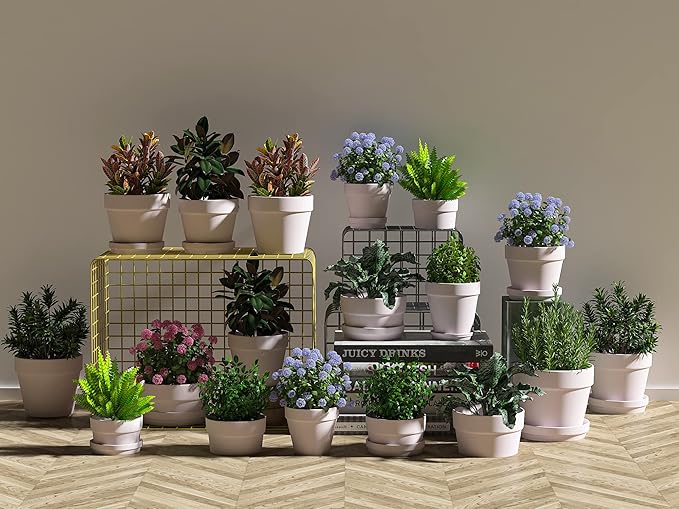 Fcacti Mini Pink Terracotta Clay Flower Pots 2 inch with Drainage Holes for for Tiny Cactus Herb lithop, Small Succulent Planter Nursery Plant Pot