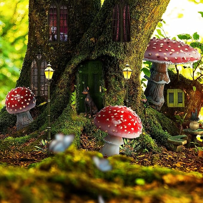 3 Pcs Garden Mushroom Decor Glow in The Dark Mushroom Decor, Fairy Garden Accessories Status Perfect for Fairy Gardens, Terrariums & Planters