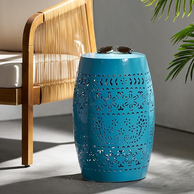 Christopher Knight Home Ruby Outdoor 12" Iron Side Table, Blue