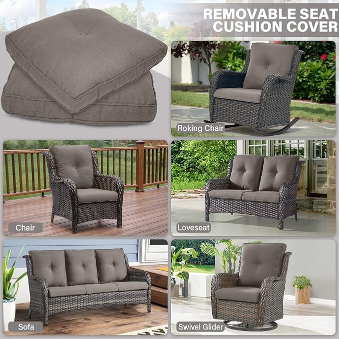 Outdoor Chair Cushions 4 Sets - 22 * 24" Patio Furniture Cushions with Removable Cover, 28D High Density Sponge Filling Outdoor Patio Cushions for Chairs, Rocker, Sofa and Loveseat - Grey