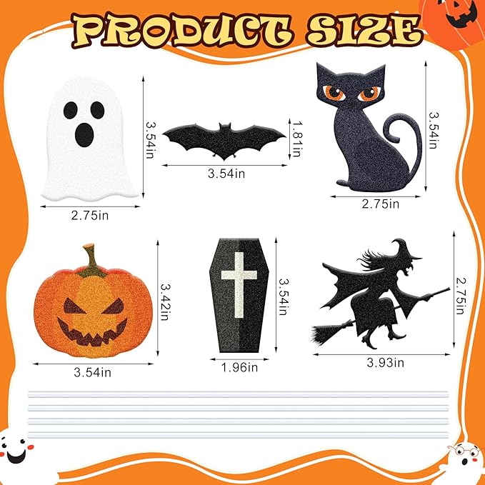 6 Pcs Metal Halloween Planter Stakes 13 Inch Halloween Props Potted Plant Decor Witch Pumpkin Black Cat Tombstone Boo Ghost Bat Garden Metal Stake Table Centerpieces Outdoor Yard Lawn Decorations