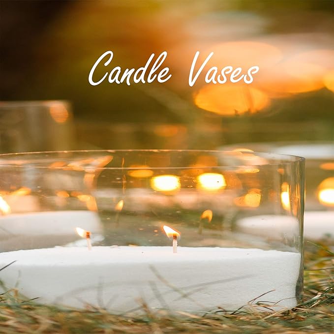 CYS Excel Large Glass Cylinder Vase (H:4" D:8") Flower Vase Centerpieces Hurricane Floating Pillar Candle Holder Terrarium Planter