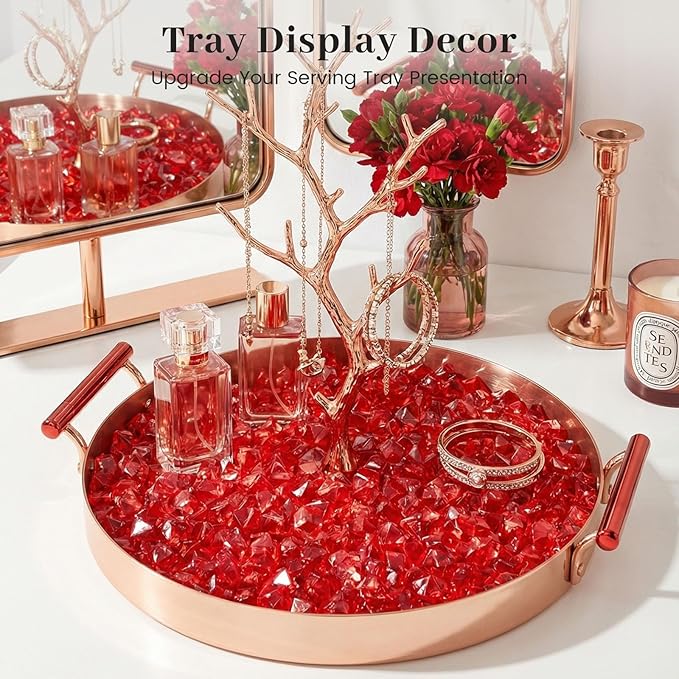 DomeStar Red Fake Ice Rocks, 150PCS Acrylic Gems Crystals Plastic Diamonds Centerpiece for Vase Fillers Wedding Party Table Scatter Valentine s Day Decorations