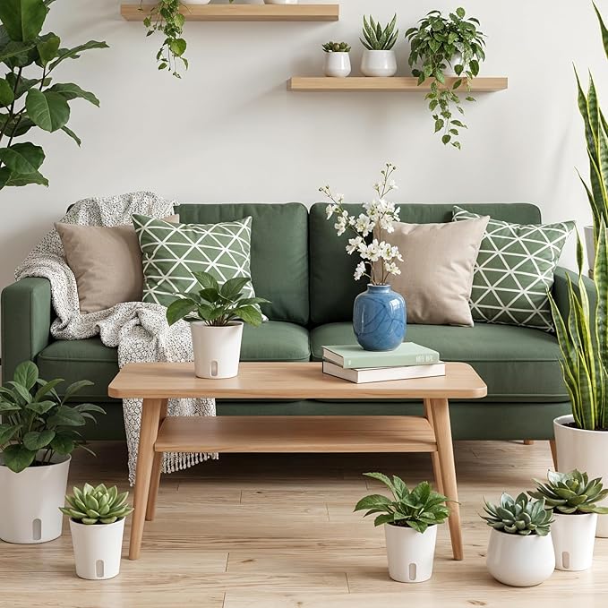 20 Sets 3" Self Watering Pots, Self Watering Planters for Indoor Plants, Plastic Small Garden Pots with Level Indicator and Vents for House Plants, Flowers