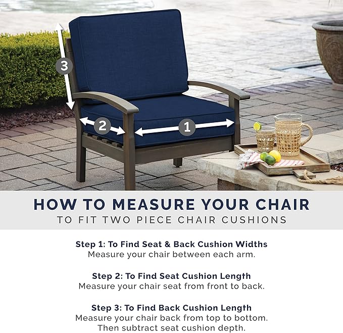 Arden Outdoor Patio Dining Chair Cushion, 20x44, Rain-Proof Seat Pad, Fade-Resistant Outdoor Cushion Blue Shibori Stripe