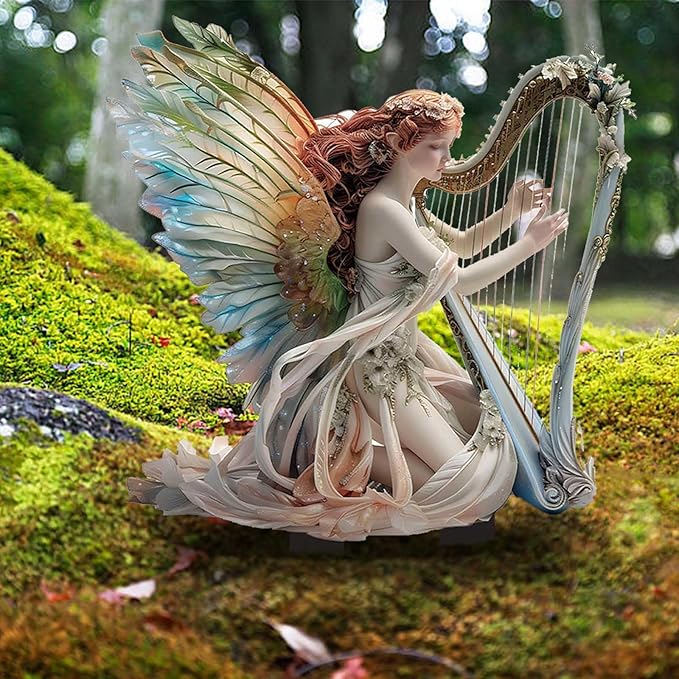Bohemian Fairy Flower Pot Decor - Planter Pots Decor & Garden Accessories for Home or Garden (Harp Elf)