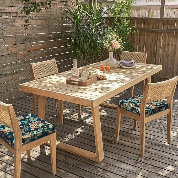 LVTXIII Outdoor Seat Cushions Set of 2 Square Corner Chair Cushions with Ties, Patio Chair Pads for Home Office and Patio Garden Furniture Decoration 18.5"x16"x2", Peacock Blue
