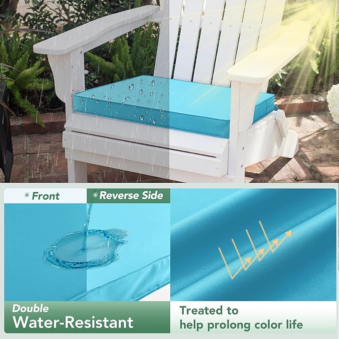 Outdoor Chair Cushions Set of 4: Waterproof & Fade Resistant Seat Cushion for Patio Furniture - 18.5 x 16 x 2 Inch Chair Pads with Ties and Hidden Zipper - Patio Chair Cushion Replacement, Teal