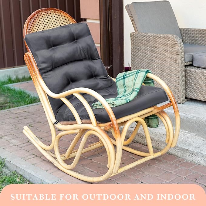 Hoteam 6 Set Patio Chair Cushions Outdoor High Chair Cushion 20 x 40 Inch Waterproof Patio Seat Rocking Indoor Thickened Pad(Solid Color Style,Gray)