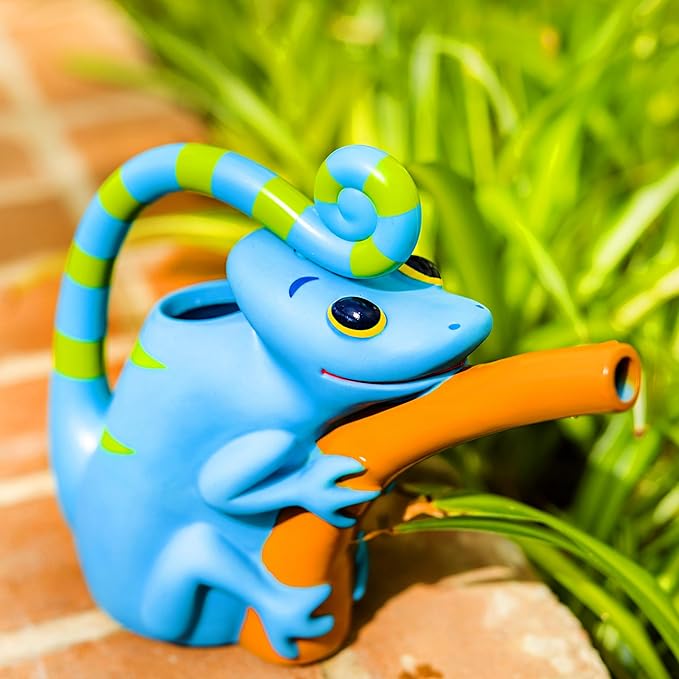 Melissa & Doug Sunny Patch Camo Chameleon Watering Can with Tail Handle and Branch-Shaped Spout
