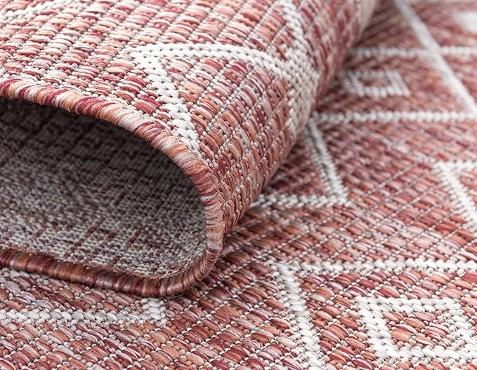 Unique Loom Outdoor Trellis Collection Area Rug - Tribal Trellis (3' 3" x 5' 3" Rectangle, Rust Red/ Ivory)