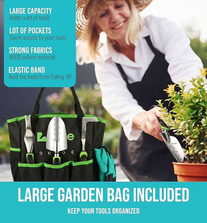GROWIT Heavy Duty Gardening Tools - 23-Piece Gardening Gifts for Women, Men, Mom, Dad - Durable, Ergonomic Garden Tools Set