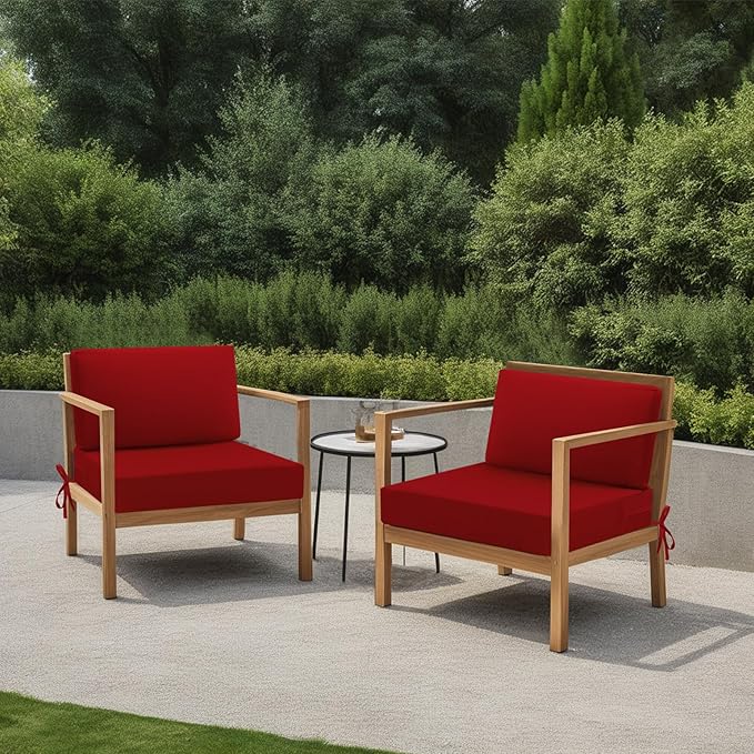 idee-Home Outdoor Cushions for Patio Furniture, Waterproof Outdoor Seat Cushion Hampton Bay Deep Seat Replacement Cushions for Garden, Red