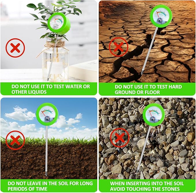 Soil Moisture Meter, Plant Water Monitor, Soil Hygrometer Included 200+ Plants Care Guide, 100 pH Test Strips & Sample Tube, Soil Water Gauge Meter for Garden, Lawn, No Battery Needed (Green)