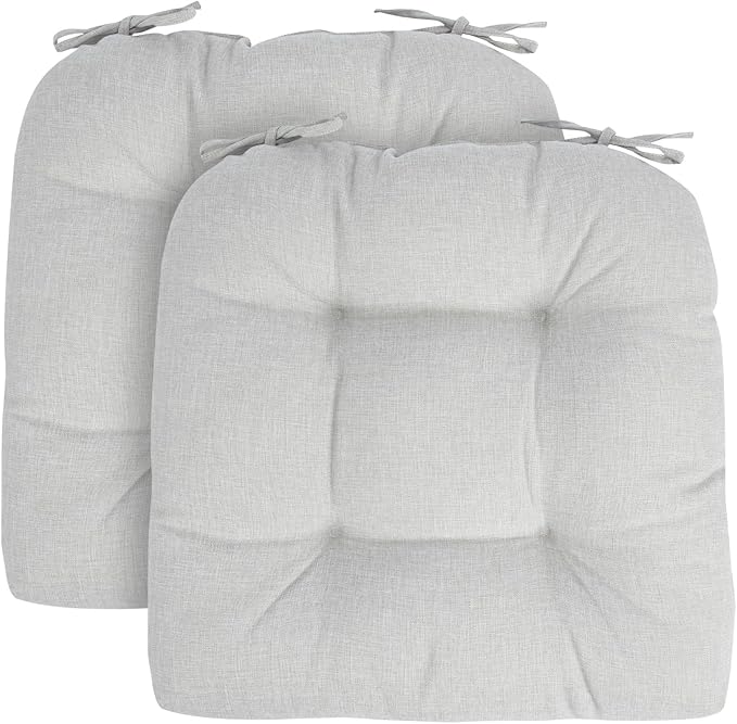 FUNHOME Outdoor Chair Cushions 19 x19 Inch,Water Resistant Tufted Seat Cushions 19",Reversible,Weather Resistant,Rounded Back Wicker Chair Cushion for Patio Garden Furniture(Cloud Gray)