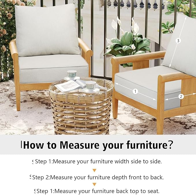 23.5"x25" Outdoor Deep Seat Patio Cushions Set of 2, Deep Seat Bottom Resilient Foam Filling Water-Resistant Stain-Resistant UV Resistant Weather Resistant with YKK Zippers,Almond