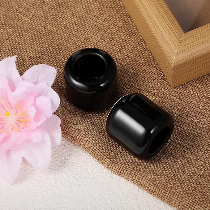 24 Pcs Black 0.7 Inch Diameter Ceramic Chime Ritual Spell Candle Holders, Great for Casting Chimes, Meditation, Rituals, Spells, Vigil, Witchcraft, Wiccan Supplies