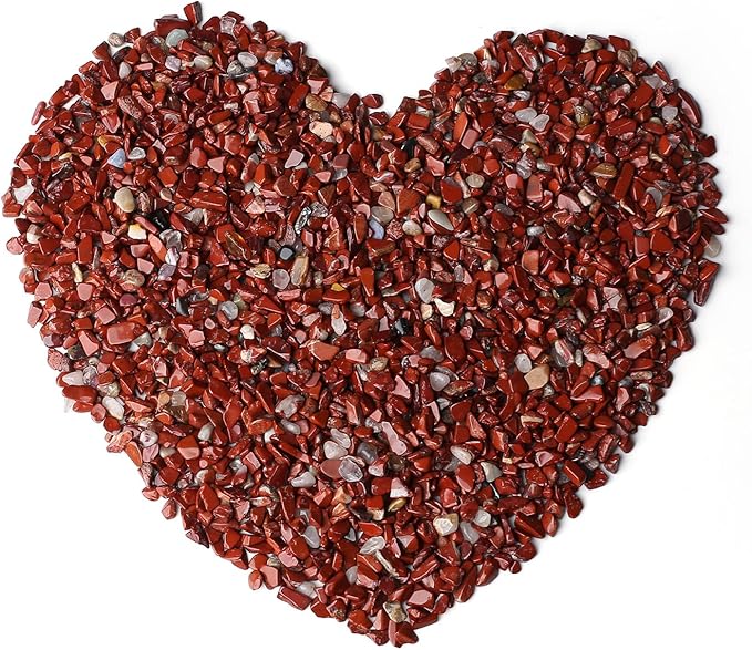 LAIDANLA Red Jasper Crushed Stone Crystal Chips Bulk Natural Gemstones Healing Reiki Crystals Mini Quartz Vase Filler Aquarium Gravel 0.55lb