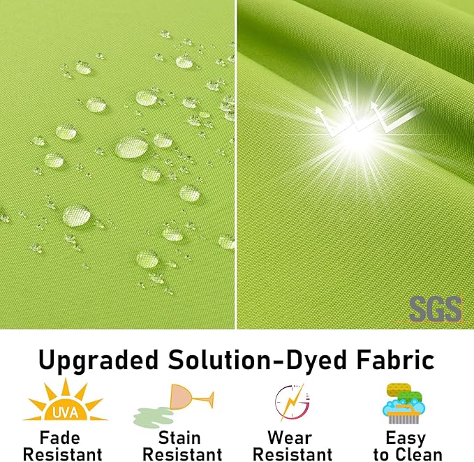Topotdor Outdoor Chair Cushions Set of 2, 17"x16"x2" Waterproof Patio Chair Cushions for Outdoor Furniture, Round Corner Outdoor Seat Cushions Color Fastness Chair Pads with Ties, Green