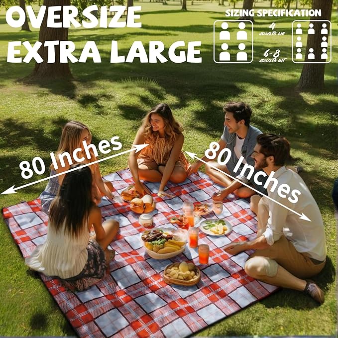 Extra Large Picnic Blankets Portable 80x80 Oversized Waterproof Sandproof Outdoor Boho Beach Blanket Camping Grass Mat Women Birthday Thank You Gift Mother Day Sister Hostess Girlfriend Teacher Gifts