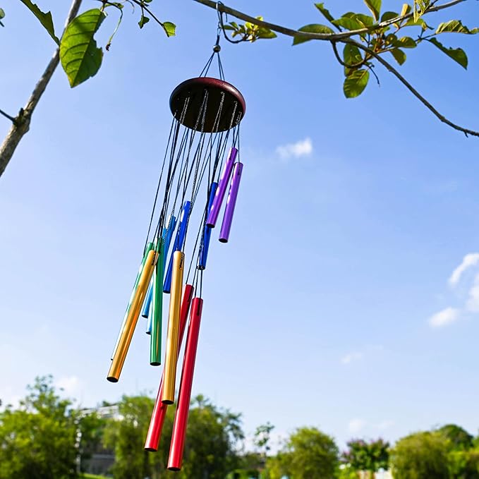 Outdoor Colorful Wind Chimes for Outside with 12 Aluminum Tubes for Garden Patio Balcony and Home Decor, WLM03